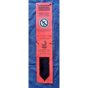 Vintage AT&T Buried Cable Fiber Optic Cable Metal Sign